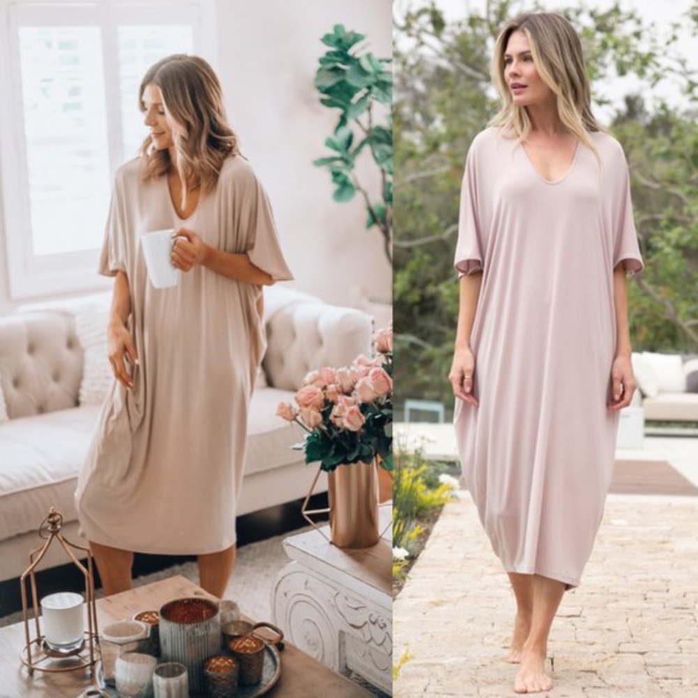 Barefoot Dreams Luxe Milk Jersey Caftan Dress OS